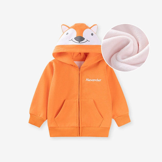 MyKids-USA® Boys Animals Cartoon Pattern Long Sleeves Zip-up Hooded Coat