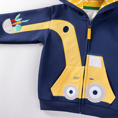 MyKids-USA® Boys Cartoon Pattern Long Sleeves Zip-up Hooded Coat