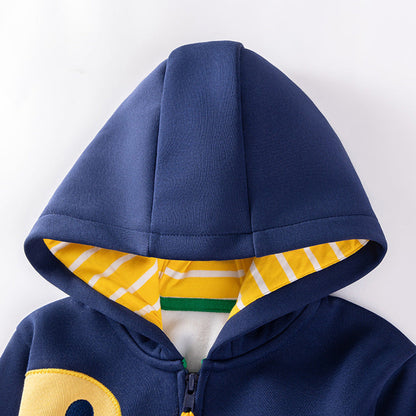 MyKids-USA® Boys Cartoon Pattern Long Sleeves Zip-up Hooded Coat