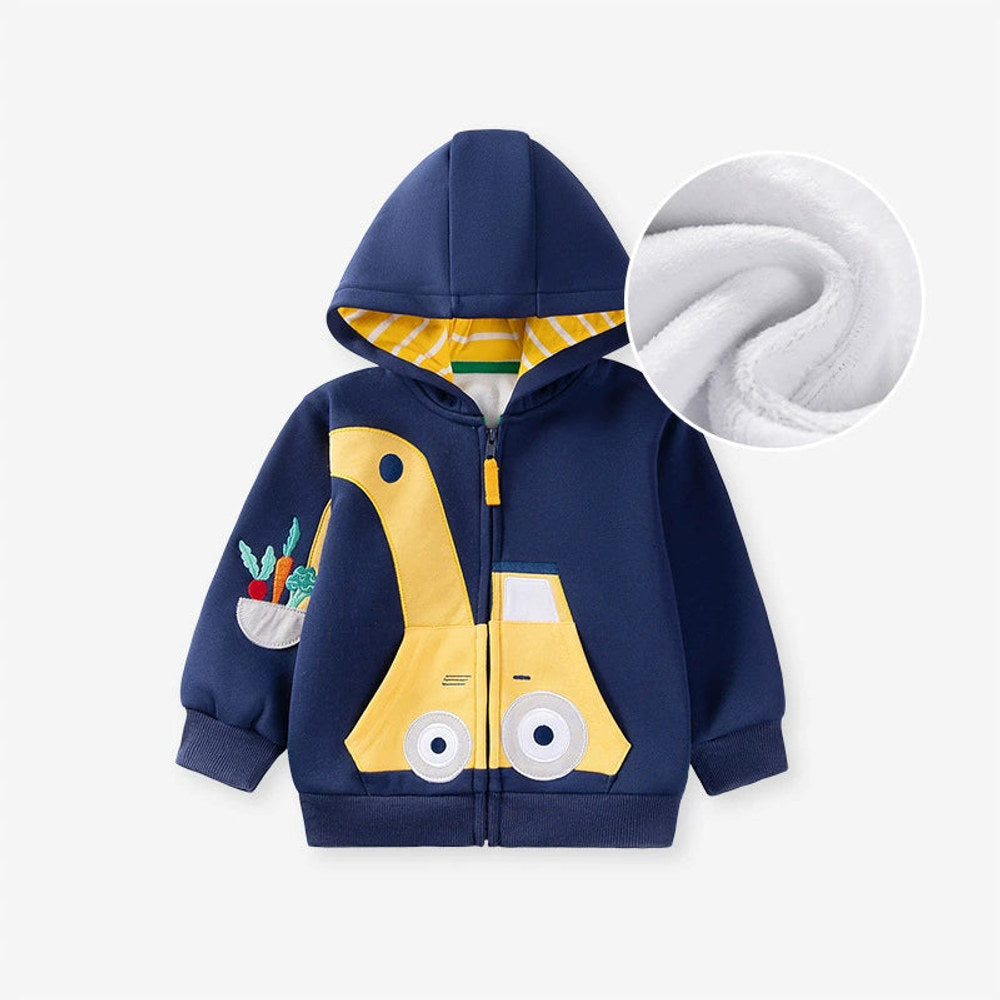 MyKids-USA® Boys Cartoon Pattern Long Sleeves Zip-up Hooded Coat