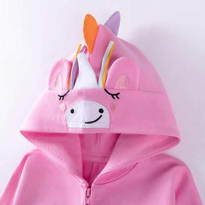MyKids-USA® Girls Cartoon Pattern Long Sleeves Zip-up Hooded Coat