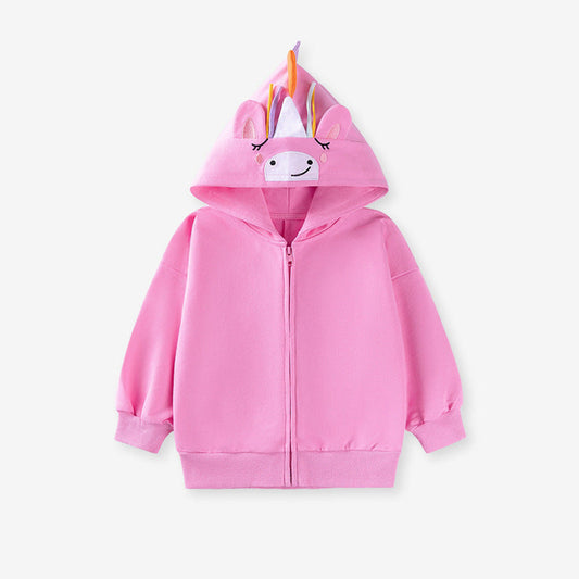 MyKids-USA® Girls Cartoon Pattern Long Sleeves Zip-up Hooded Coat