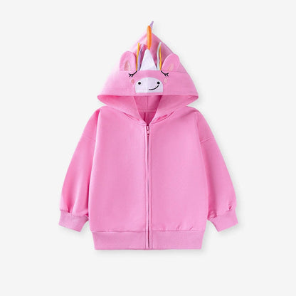 MyKids-USA® Girls Cartoon Pattern Long Sleeves Zip-up Hooded Coat
