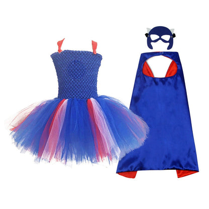 MyKids-USA® Halloween Superhero Costume Dress with Cape and Mask