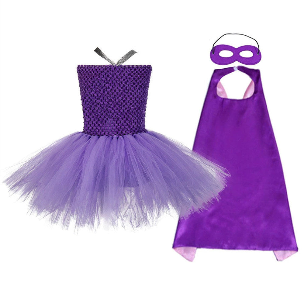 MyKids-USA® Halloween Superhero Costume Dress with Cape and Mask