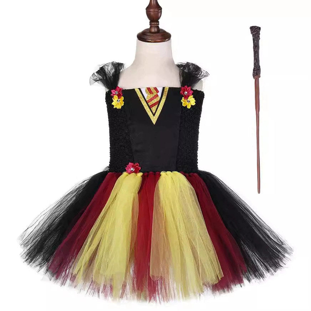 MyKids-USA® Halloween Academy Style Wizard Dress Set with Wand Costume