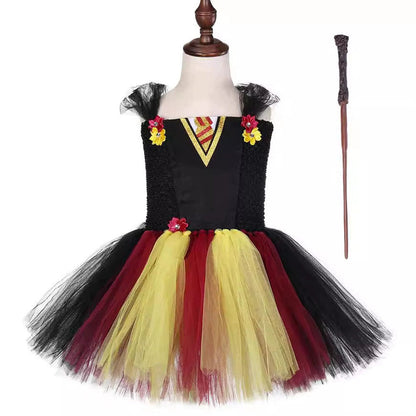 MyKids-USA® Halloween Academy Style Wizard Dress Set with Wand Costume