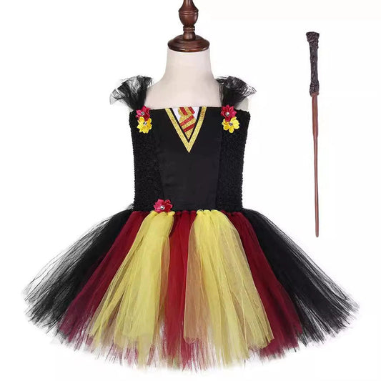 Halloween Academy Style Wizard Dress Set with Wand Costume