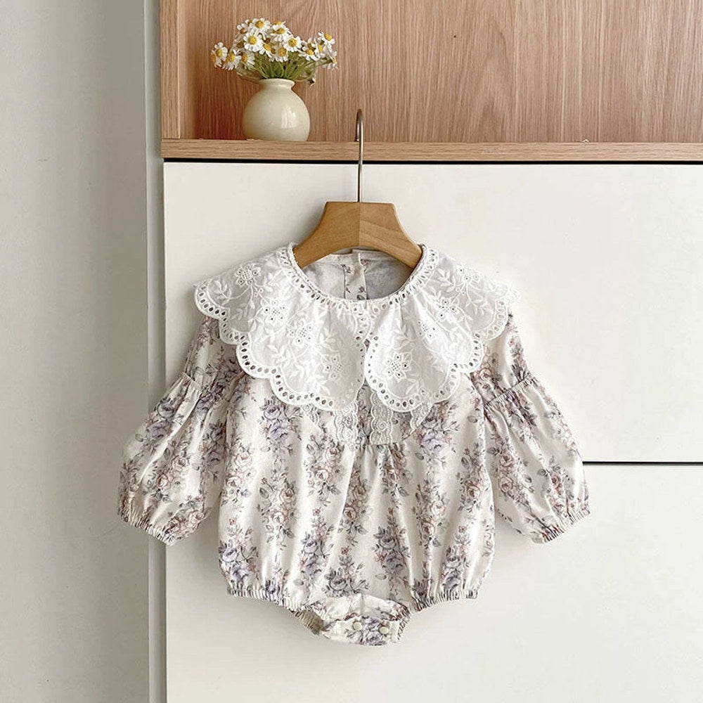 MyKids-USA® Baby Girls Flowers Pattern Long-sleeved bodysuit and Dress – Princess Sister Matching Set