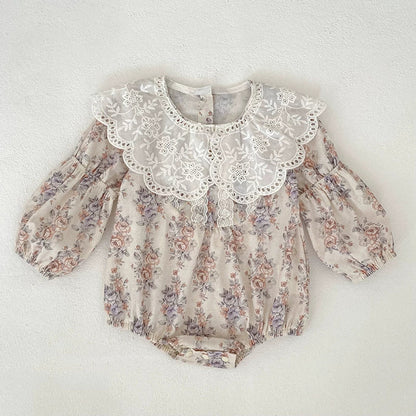 MyKids-USA® Baby Girls Flowers Pattern Long-sleeved bodysuit and Dress – Princess Sister Matching Set