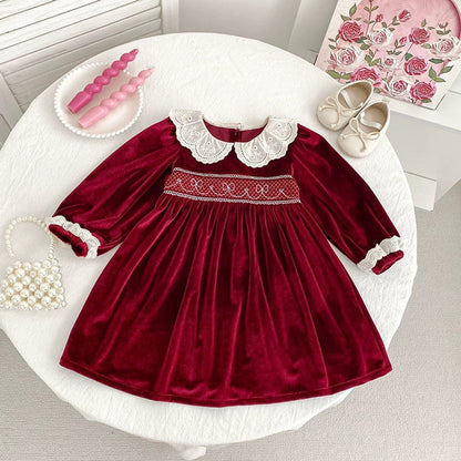 MyKids-USA® Baby Girls Long-sleeved bodysuit or Dress – Princess Sister Matching with Hollow-out Collar