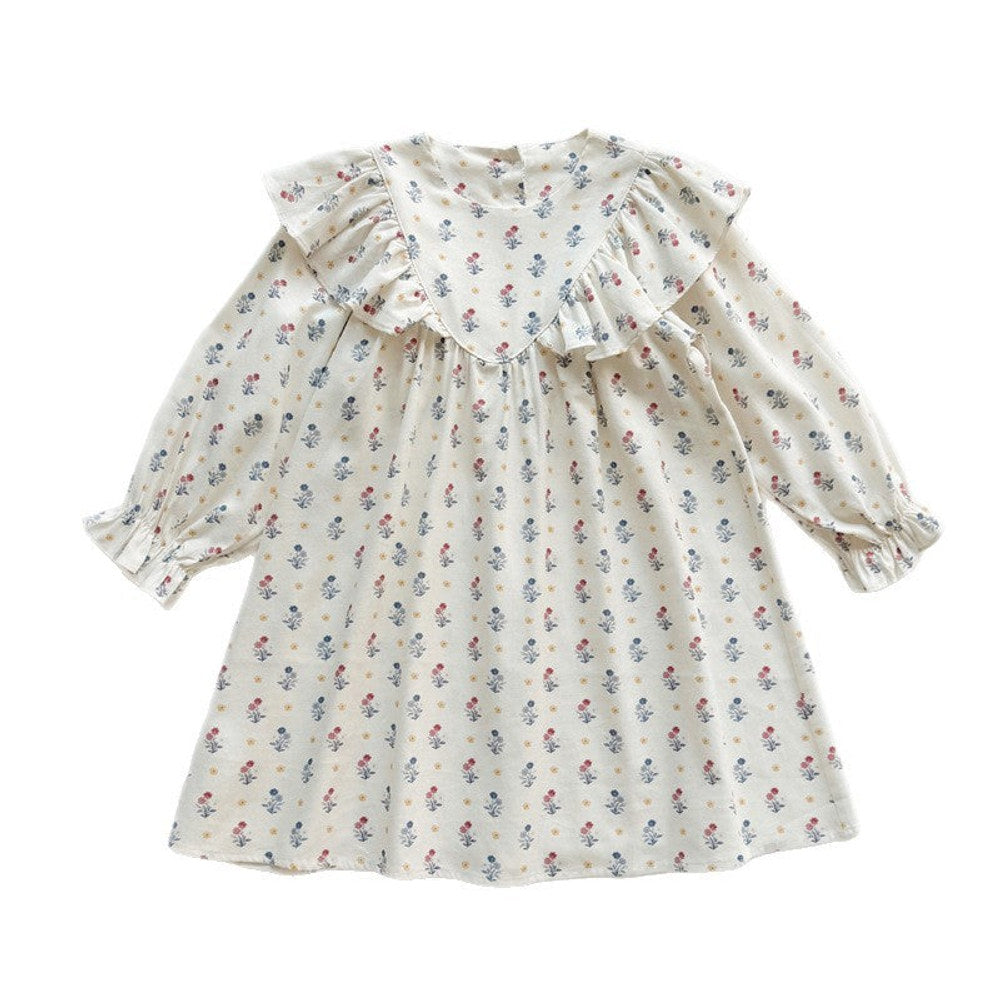 MyKids-USA® Girls Cute Flowers Pattern Long Sleeves Dress