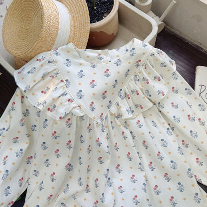 MyKids-USA® Girls Cute Flowers Pattern Long Sleeves Dress