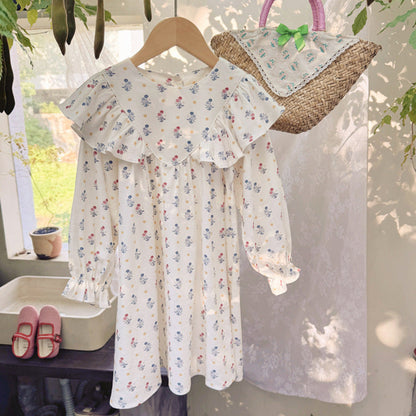 MyKids-USA® Girls Cute Flowers Pattern Long Sleeves Dress