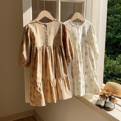 MyKids-USA® Girls French Style Cute Flowers Pattern Long Sleeves Dress