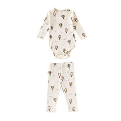 MyKids-USA® Baby Unisex Long Sleeves Casual Pattern Crew Neck bodysuit and Pants Clothing Sets