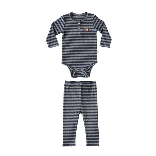 MyKids-USA® Baby Unisex Long Sleeves Casual Striped Crew Neck bodysuit and Pants Clothing Sets