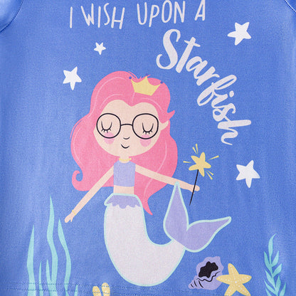 MyKids-USA Baby Kids Girls Marine Cartoon Pattern Long Sleeves Pajamas Set