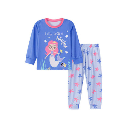 MyKids-USA Baby Kids Girls Marine Cartoon Pattern Long Sleeves Pajamas Set