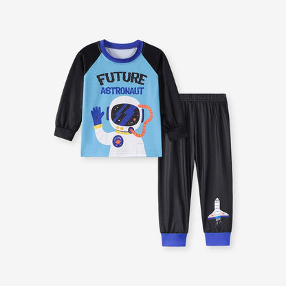 MyKids-USA Baby Boys Astronaut Cartoon Pattern Long Sleeves Casual Pajama Set