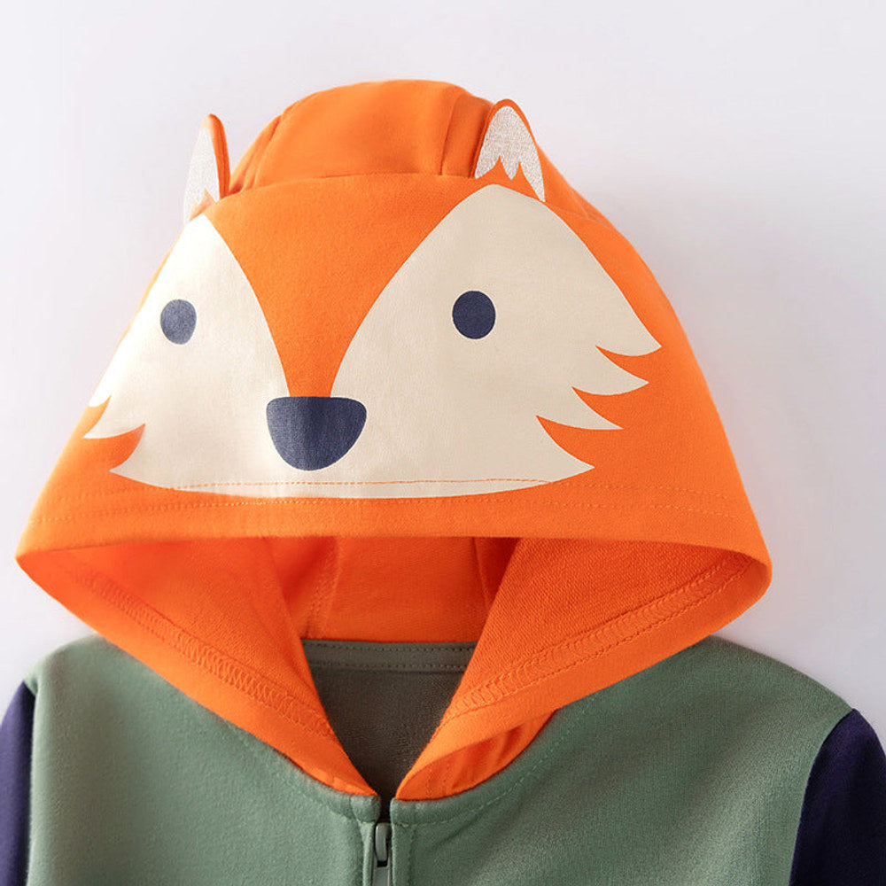 MyKids-USA® Boys Animals Cartoon Pattern Long Sleeves Zip-up Hooded Coat