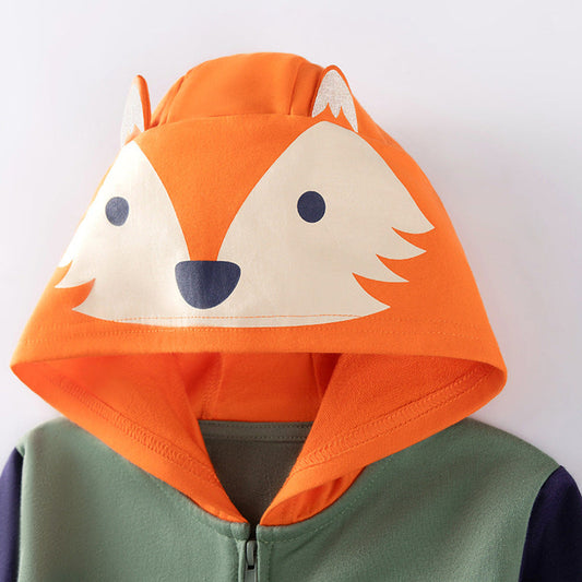 MyKids-USA® Boys Animals Cartoon Pattern Long Sleeves Zip-up Hooded Coat