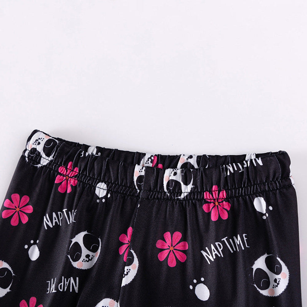 MyKids-USA Spring and Autumn Baby Kids Girls Panda Cartoon Pattern Casual Pajamas Set