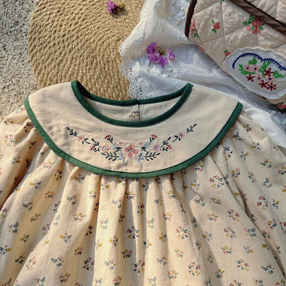 MyKids-USA® Baby Kids Girls French Style Floral Pattern Long Sleeves Dress