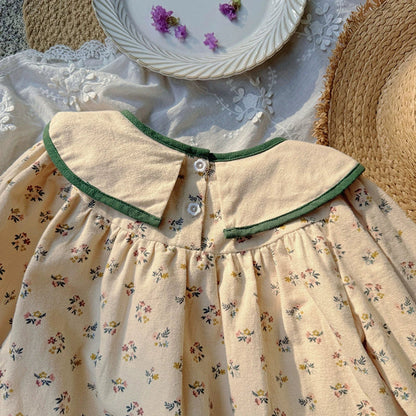 MyKids-USA® Baby Kids Girls French Style Floral Pattern Long Sleeves Dress