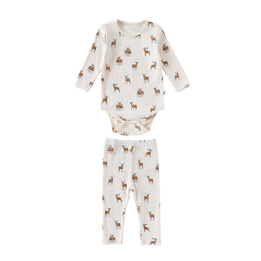 MyKids-USA® Baby Unisex Long Sleeves Casual Animals Pattern Crew Neck bodysuit and Pants  Clothing Sets