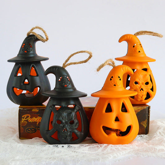 MyKids-USA® Halloween 4 pieces Set Handheld Horror Decorative Skull Candle Light