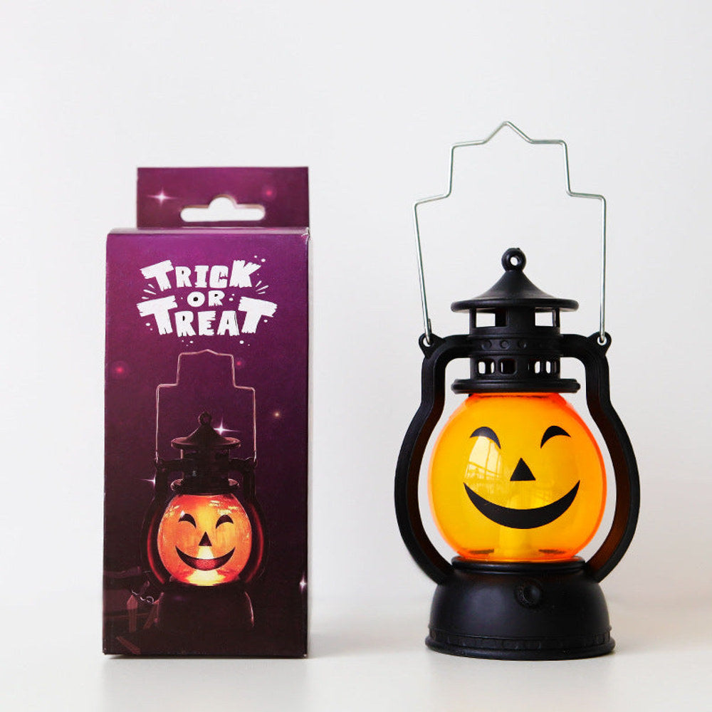 MyKids-USA® Halloween 4 pieces set Vintage Hanging Oil Lamp Electronic Candle Pumpkin Light