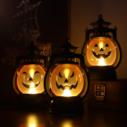 MyKids-USA® Halloween 4 pieces set Vintage Hanging Oil Lamp Electronic Candle Pumpkin Light