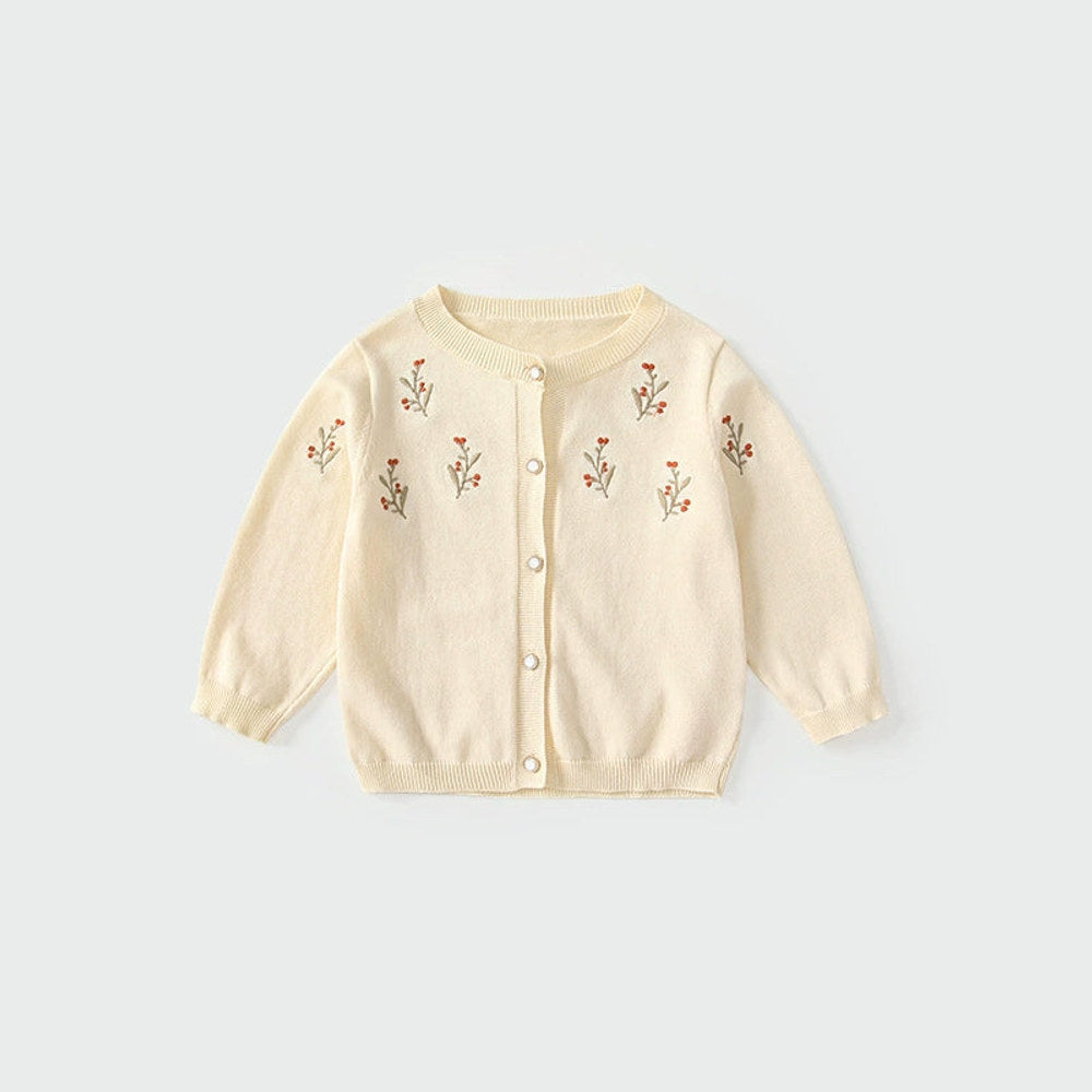 MyKids-USA® Baby Kids Girls Flowers Embroidered Pattern Long Sleeves Cardigan