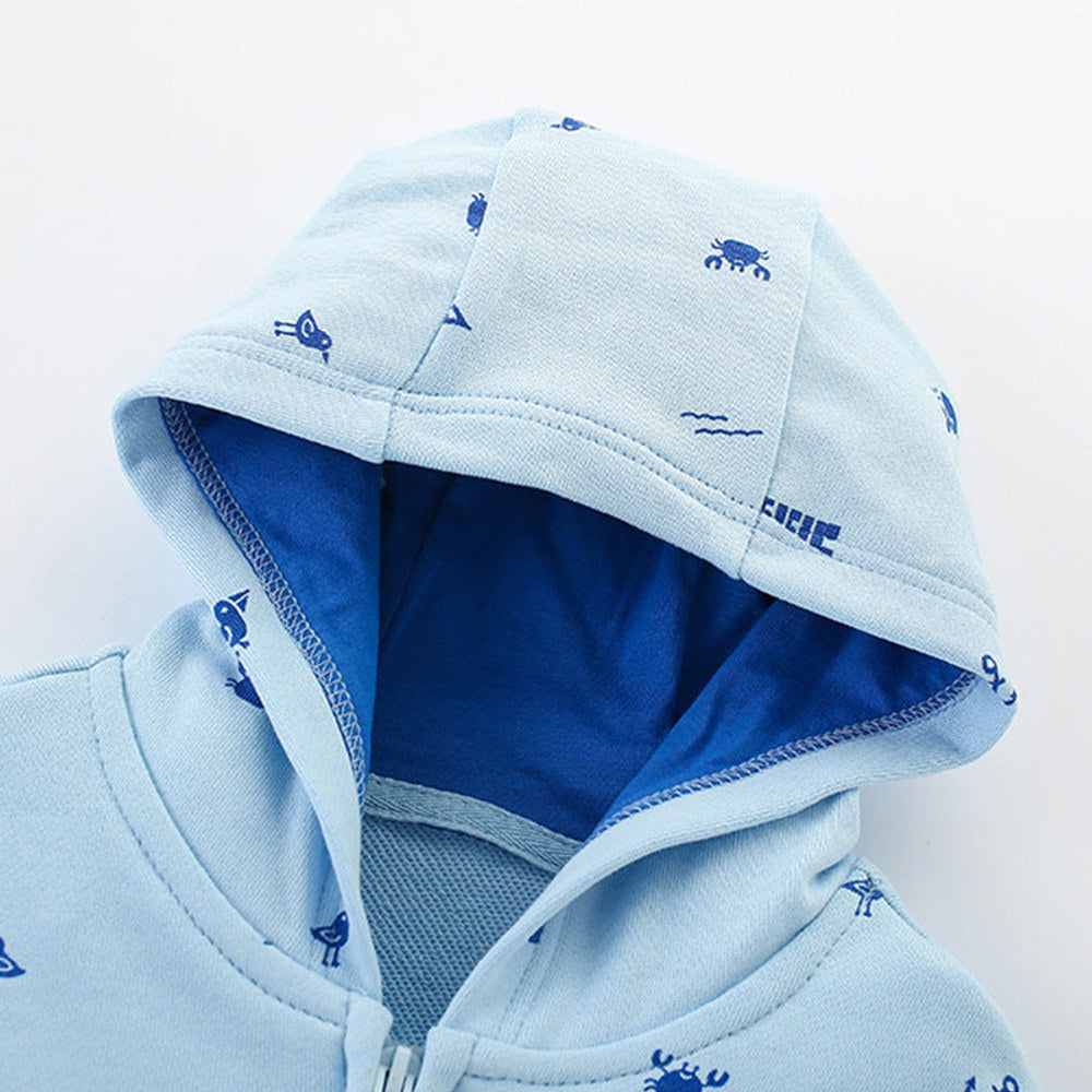 MyKids-USA® Boys’ Outerwear: Hooded Zip-up Animals Pattern Coat with Long Sleeves