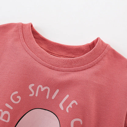 MyKids-USA® Cartoon and Letters Pattern Long Sleeves Pullover for Stylish Girls