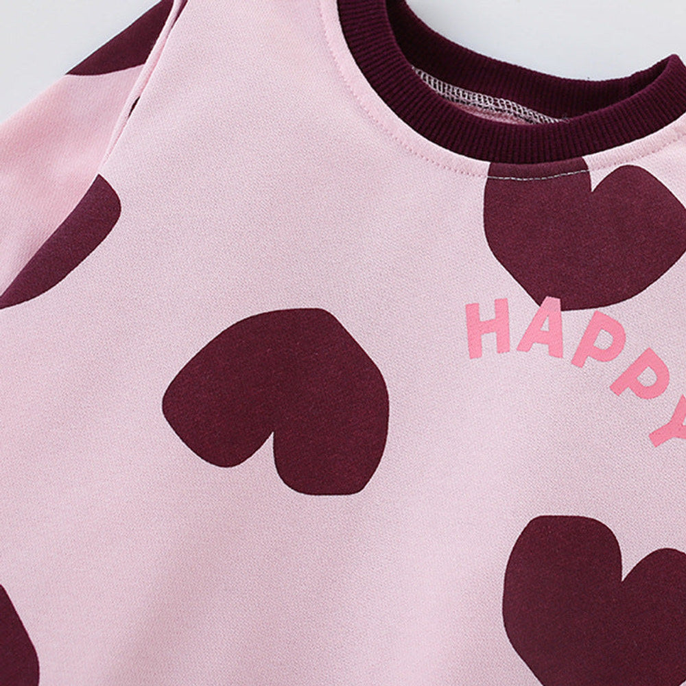 MyKids-USA® Hearts and Letters Pattern Long Sleeves Pullover for Stylish Girls