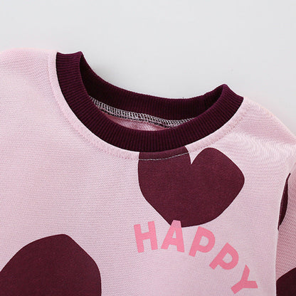 MyKids-USA® Hearts and Letters Pattern Long Sleeves Pullover for Stylish Girls