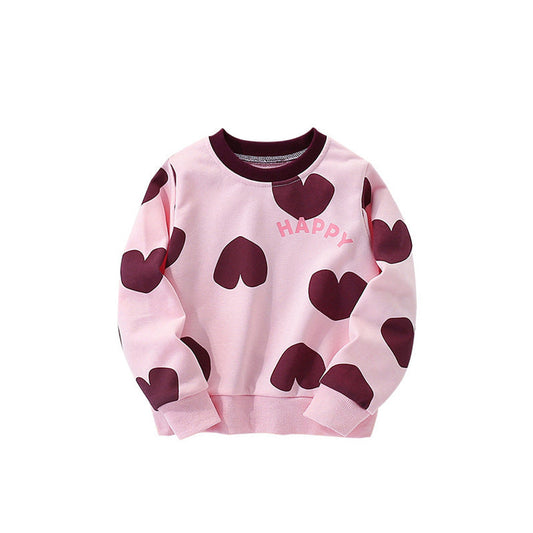 MyKids-USA® Hearts and Letters Pattern Long Sleeves Pullover for Stylish Girls