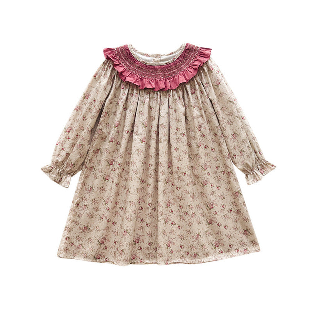 MyKids-USA® Autumn Arrival Baby Kids Girls Floral Pattern Long Sleeves Dress with Collar