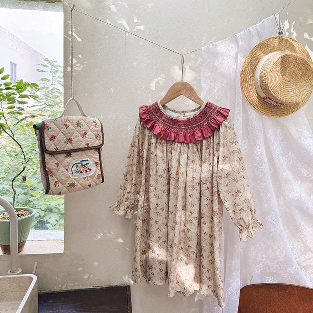 MyKids-USA® Autumn Arrival Baby Kids Girls Floral Pattern Long Sleeves Dress with Collar