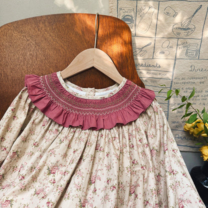 MyKids-USA® Autumn Arrival Baby Kids Girls Floral Pattern Long Sleeves Dress with Collar