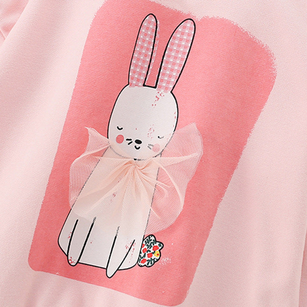MyKids-USA® Rabbits Cartoon Pattern Long Sleeves Pullover for Stylish Girls