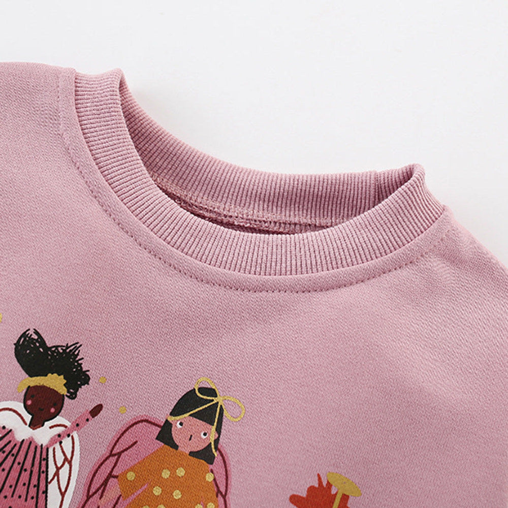 MyKids-USA® Fairy Cartoon Pattern Long Sleeves Pullover for Stylish Girls