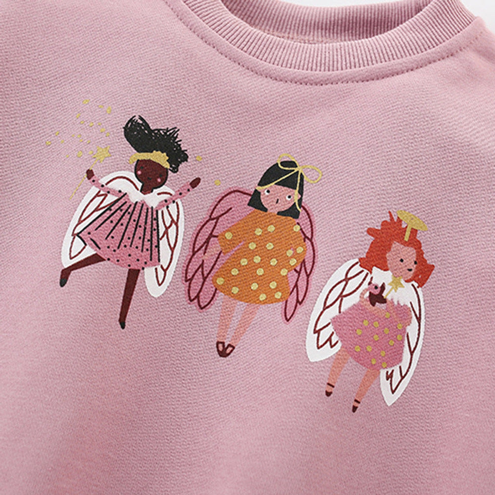 MyKids-USA® Fairy Cartoon Pattern Long Sleeves Pullover for Stylish Girls