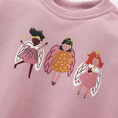 MyKids-USA® Fairy Cartoon Pattern Long Sleeves Pullover for Stylish Girls