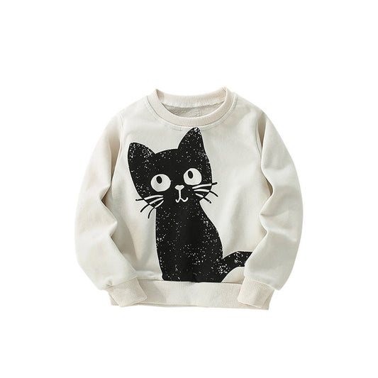 Autumn and Spring Arrival Animals Cartoon Pattern Long Sleeves Pullover for Stylish Girls