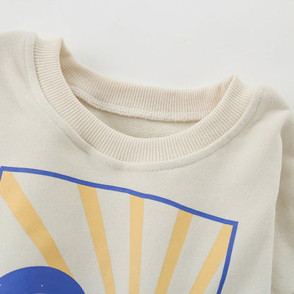 MyKids-USA® Cartoon and Letters Pattern Long Sleeves Pullover for Stylish Kids