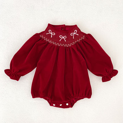 MyKids-USA® Baby Kids Girls Butterfly-bows Pattern Long-sleeved Red bodysuit and Dress – Princess Sister Matching Set