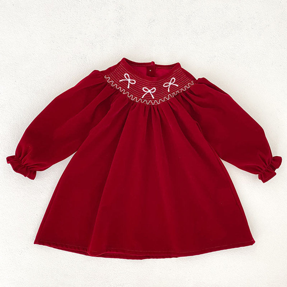 MyKids-USA® Baby Kids Girls Butterfly-bows Pattern Long-sleeved Red bodysuit and Dress – Princess Sister Matching Set